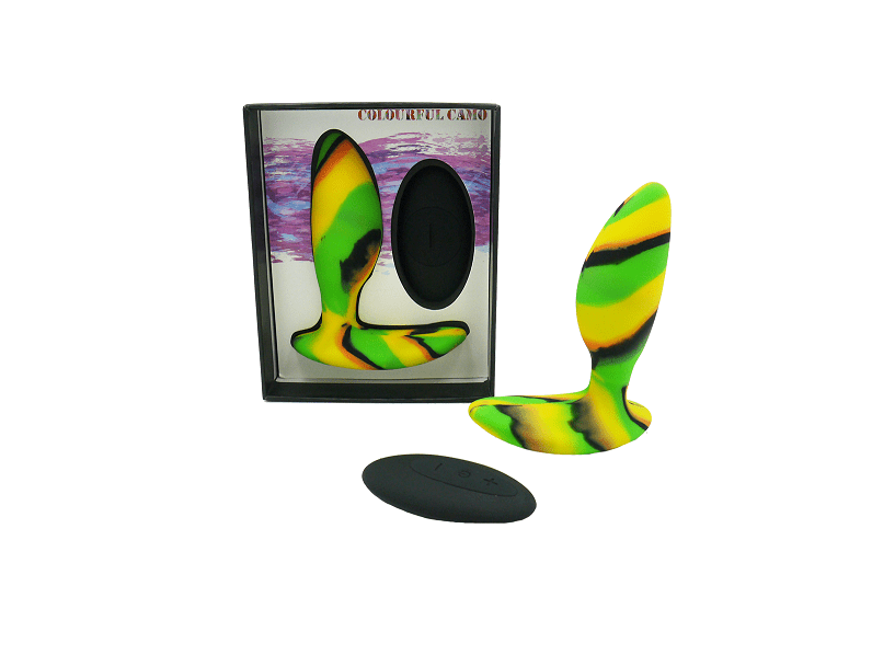 Colourful Camo IDYLIC Remote Control Butt Plug Yellow Vibrant Vibes Australia - Quality Sex Toys - Great Prices