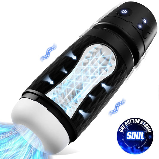 CyberSkin B-Warrior - USB Rechargeable Sucking & Vibrating Auto Masturbator Black