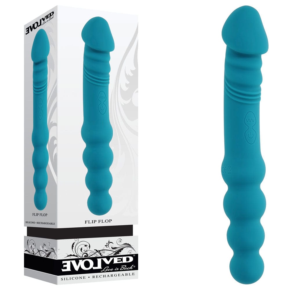 Evolved FLIP FLOP - 23.1 cm USB Rechargeable Dual Ended Vibrator Blue
