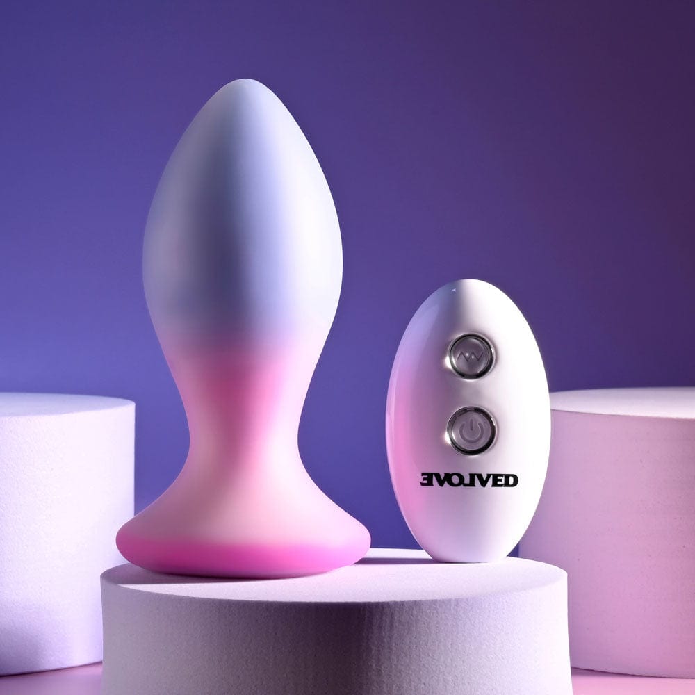 Evolved PARADISE PLUG - Pink/Purple 10.5 cm USB Rechargeable Vibrating Butt Plug with Wireless Remote