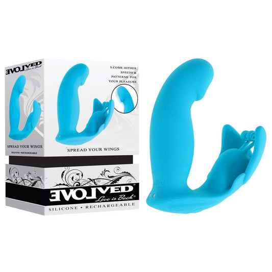 Evolved SPREAD YOUR WINGS - USB Rechargeable Wearable Butterfly Vibrator Blue