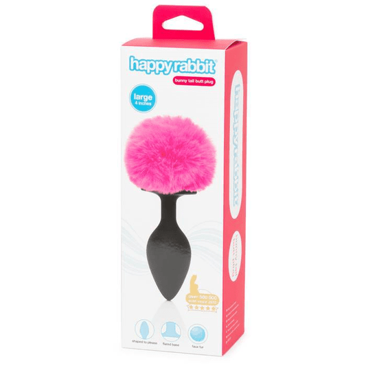 Happy Rabbit Non Vibrating Butt Plug Large Black/Pink Vibrant Vibes Australia - Quality Sex Toys - Great Prices