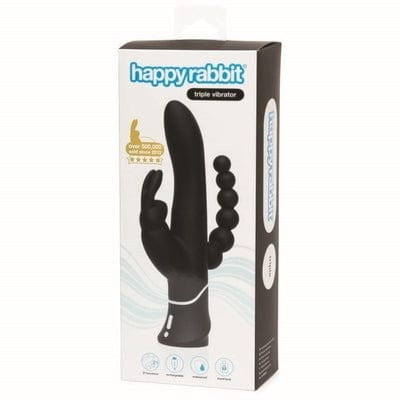 Happy Rabbit Triple Curve Rechargeable Rabbit Vibrator Black Vibrant Vibes Australia - Quality Sex Toys - Great Prices
