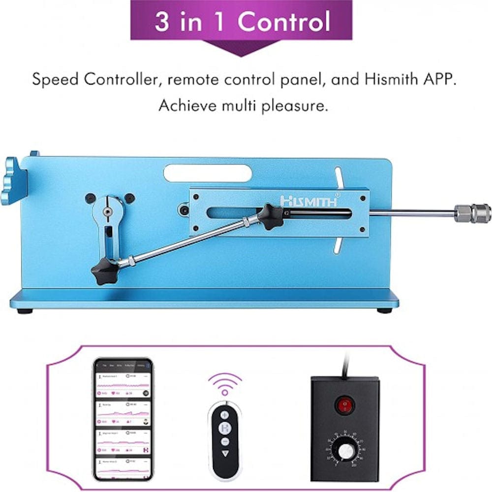 Hismith Tabletop 2.0 Pro Blue APP, Remote, Wire 3 In 1 Control Premium Sex Machine Vibrant Vibes Australia - Quality Sex Toys - Great Prices