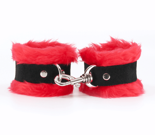 HAN011 Handcuffs - Red - Love in Leather