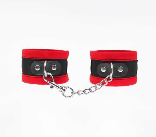 HAN038 Handcuffs - Red - Love in Leather