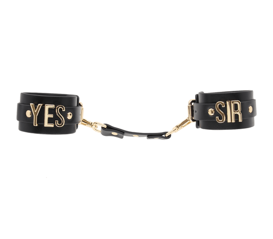 HAN074GLD Yes Sir Hand Cuffs - Love in Leather