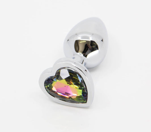 PLU002 - Pride/Rainbow - Silver Chrome - Medium - Love in Leather