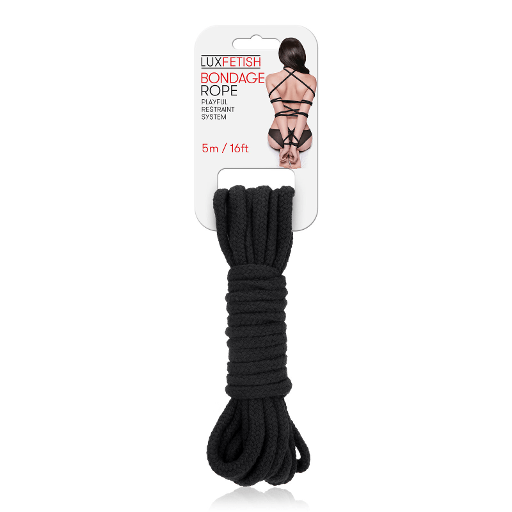 Lux Fetish BONDAGE ROPE 5M - BLACK Vibrant Vibes Australia - Quality Sex Toys - Great Prices