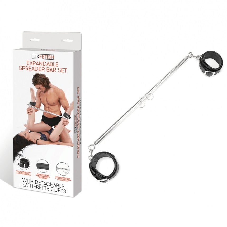 Lux Fetish Expandable Spreader Bar Set 35" - 47" With Detachable Leath... Vibrant Vibes Australia - Quality Sex Toys - Great Prices
