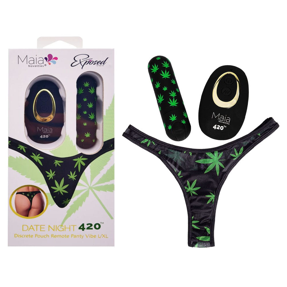 Maia DATE NIGHT 420 PANTY VIBE - S/M - S/M 420 Panty with USB Rechargeable Bullet & Remote Black