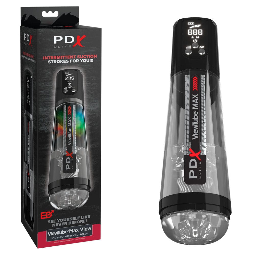 PDX Elite ViewTube MAX View - USB Rechargeable Suction Auto Stroker Clear