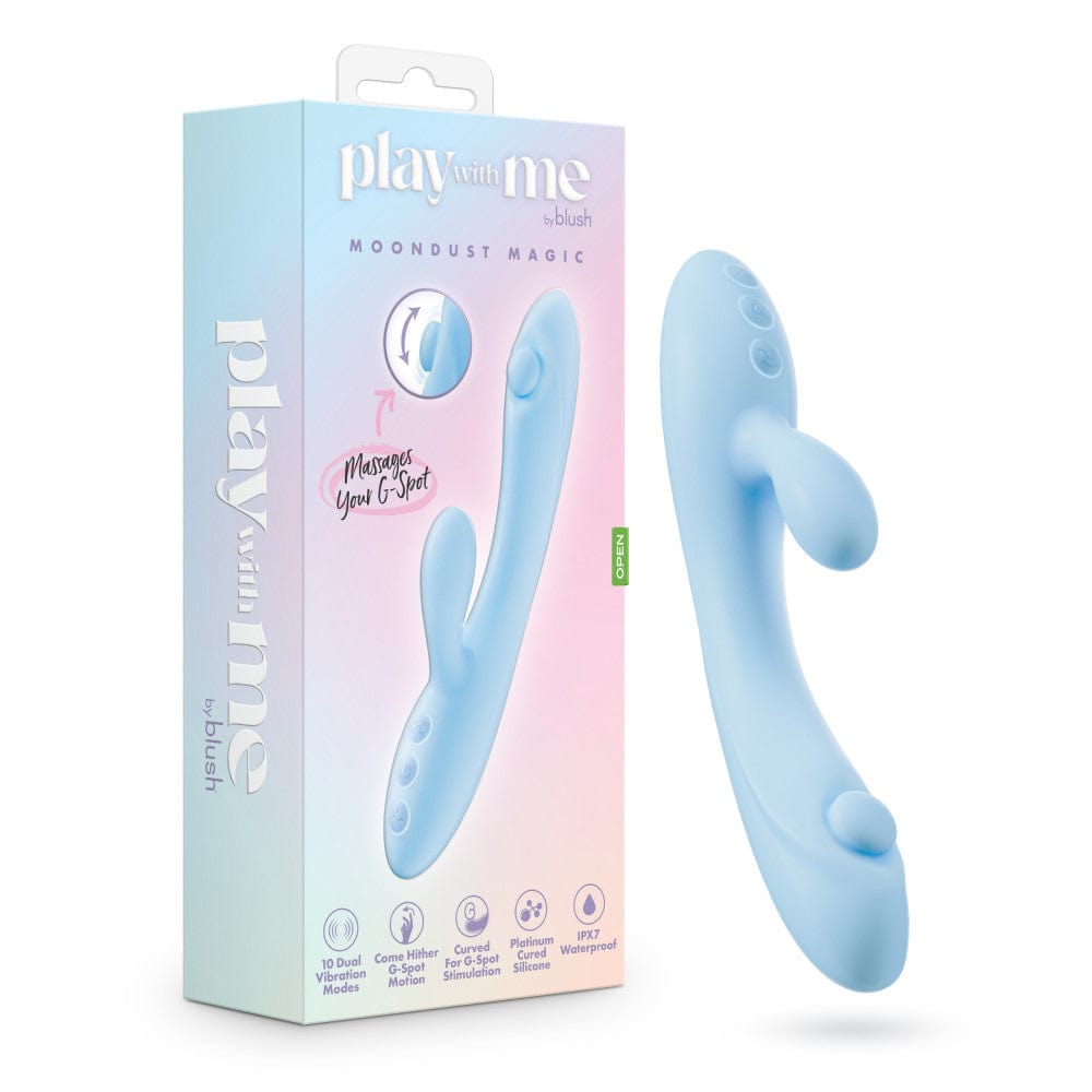 Play With Me - Moondust Magic - 20.3 cm USB Rechargeable Rabbit Vibrator Blue