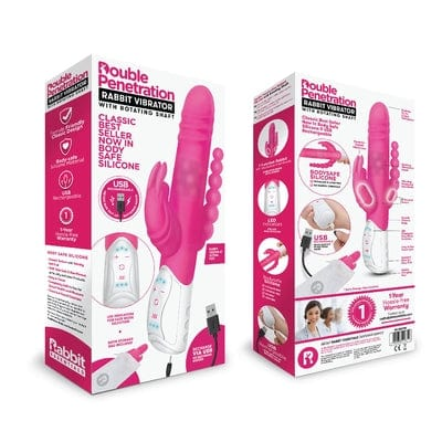 Rabbit Essentials Rechargeable Double Penetration Rabbit - Hot Pink Vibrant Vibes Australia - Quality Sex Toys - Great Prices