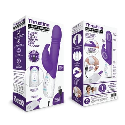 Rabbit Essentials Rechargeable Thrusting Rabbit - Hot Purple Vibrant Vibes Australia - Quality Sex Toys - Great Prices