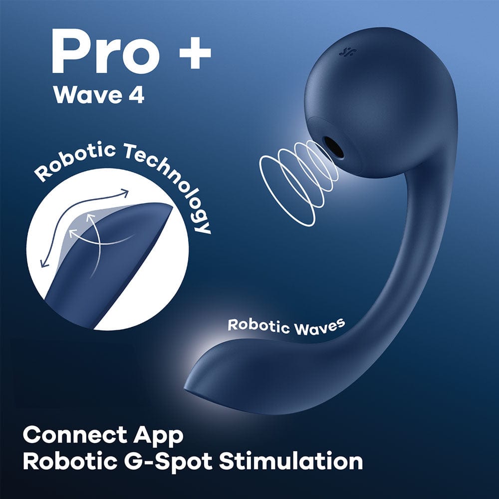 Satisfyer Pro+ Wave 4 - USB Rechargeable Vibrator with Air Pulse Stimulation and App Control Blue