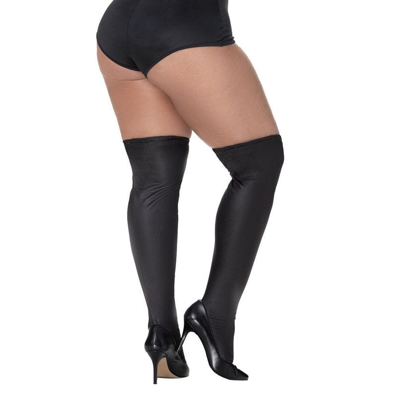 Thigh Highs Vinyl Gloss Black Black Small Medium