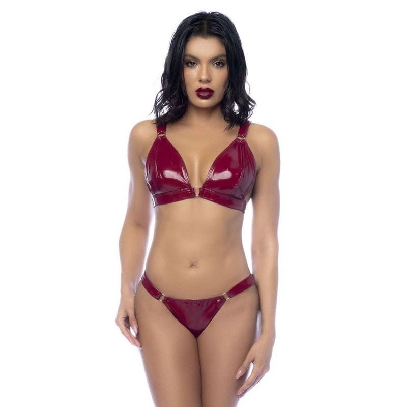 Wet Look Vinyl 2 Pc Set Gloss Wine Wine Small