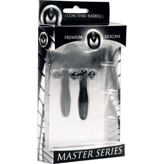 Silicone Cum-Thru Barbell Penis Plug Black