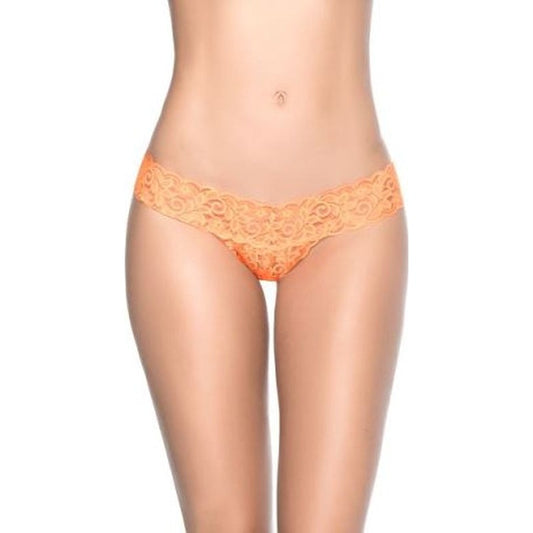 Lace V Back Thong Orange
