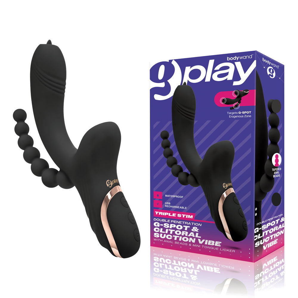 Bodywand G-Play G-Spot & Clitoral Suction Vibe Black