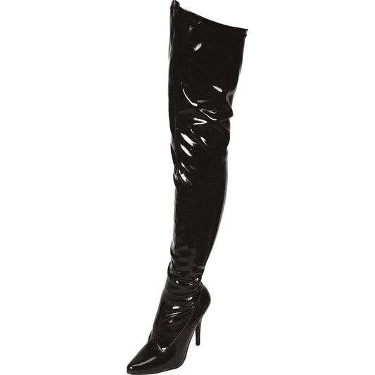 Black Pointed Toe Thigh High Boot 3in Heel Vibrant Vibes Australia - Quality Sex Toys - Great Prices
