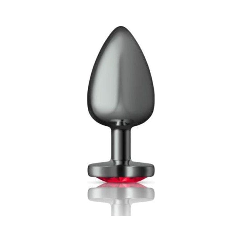 Cheeky Charms Gunmetal  Butt Plug w Heart Red Jewel Large Vibrant Vibes Australia - Quality Sex Toys - Great Prices