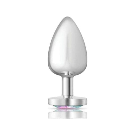 Cheeky Charms Silver Metal  Butt Plug w Heart Clear Jewel Large Vibrant Vibes Australia - Quality Sex Toys - Great Prices