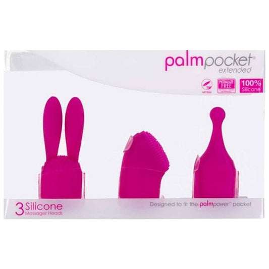 PalmPower Pocket Extended Silicone Massage Heads 3 Pc Set Vibrant Vibes Australia - Quality Sex Toys - Great Prices