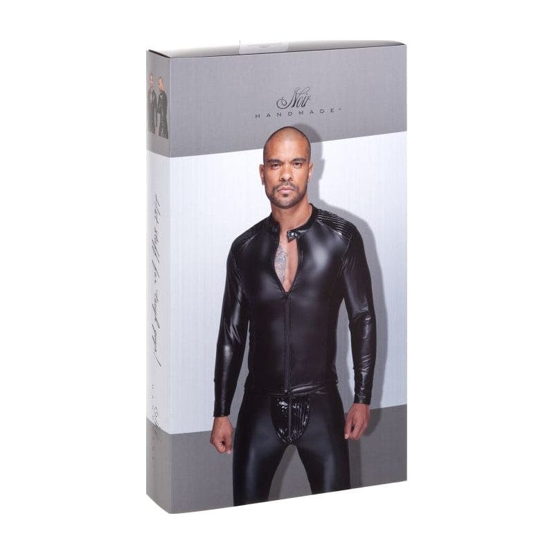 Power Wetlook Mens Jacket w Pleated PVC Epaulets Vibrant Vibes Australia - Quality Sex Toys - Great Prices