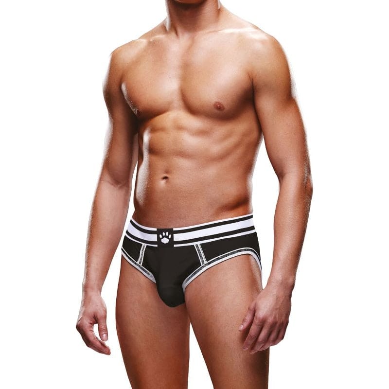 Prowler Open Back Brief Black/White Vibrant Vibes Australia - Quality Sex Toys - Great Prices