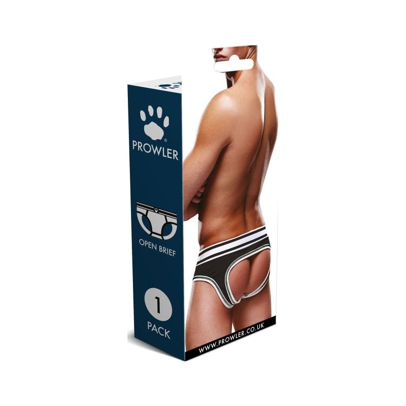 Prowler Open Back Brief Black/White Vibrant Vibes Australia - Quality Sex Toys - Great Prices
