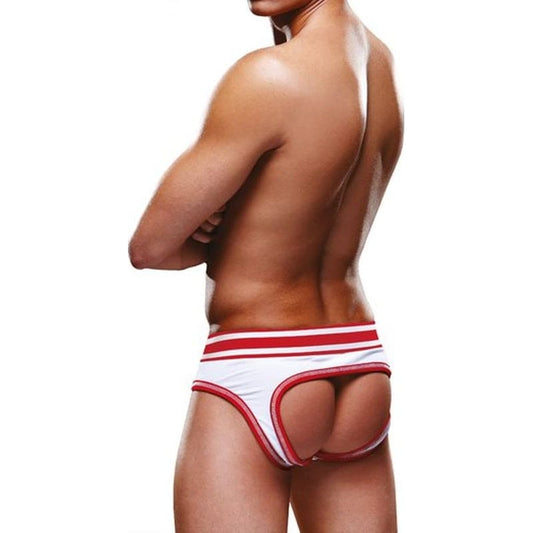 Prowler Open Back Brief White/Red Vibrant Vibes Australia - Quality Sex Toys - Great Prices