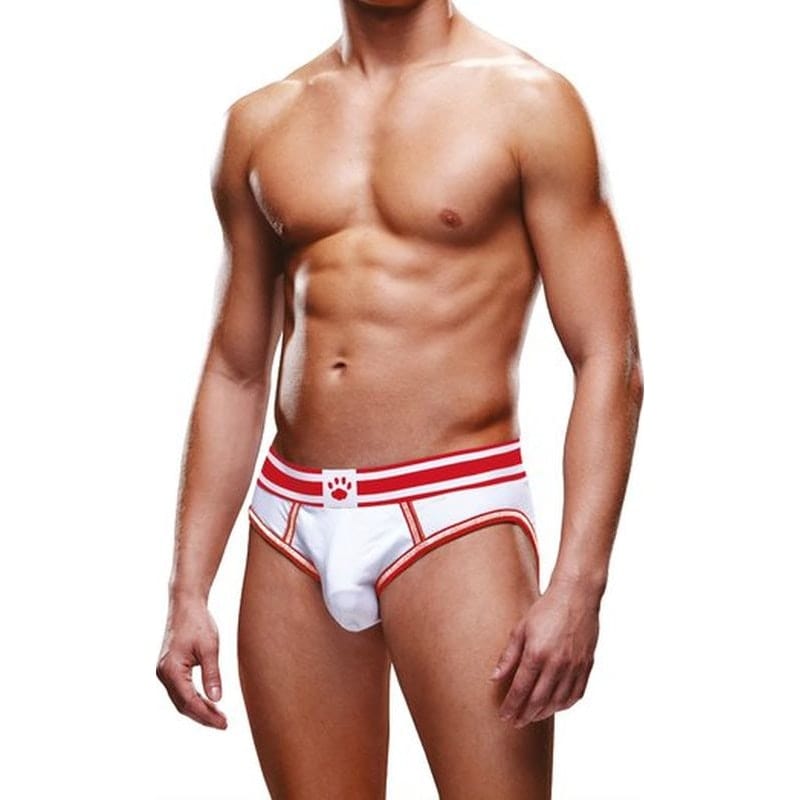 Prowler Open Back Brief White/Red Vibrant Vibes Australia - Quality Sex Toys - Great Prices