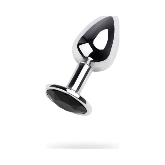 Silver Metal Anal Plug w Black Gem Small Vibrant Vibes Australia - Quality Sex Toys - Great Prices