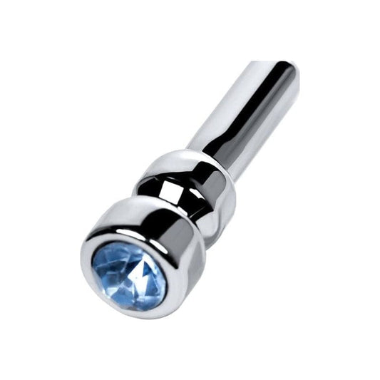 Silver Metal Urethral Plug w Sapphire Rhinestone Small Vibrant Vibes Australia - Quality Sex Toys - Great Prices