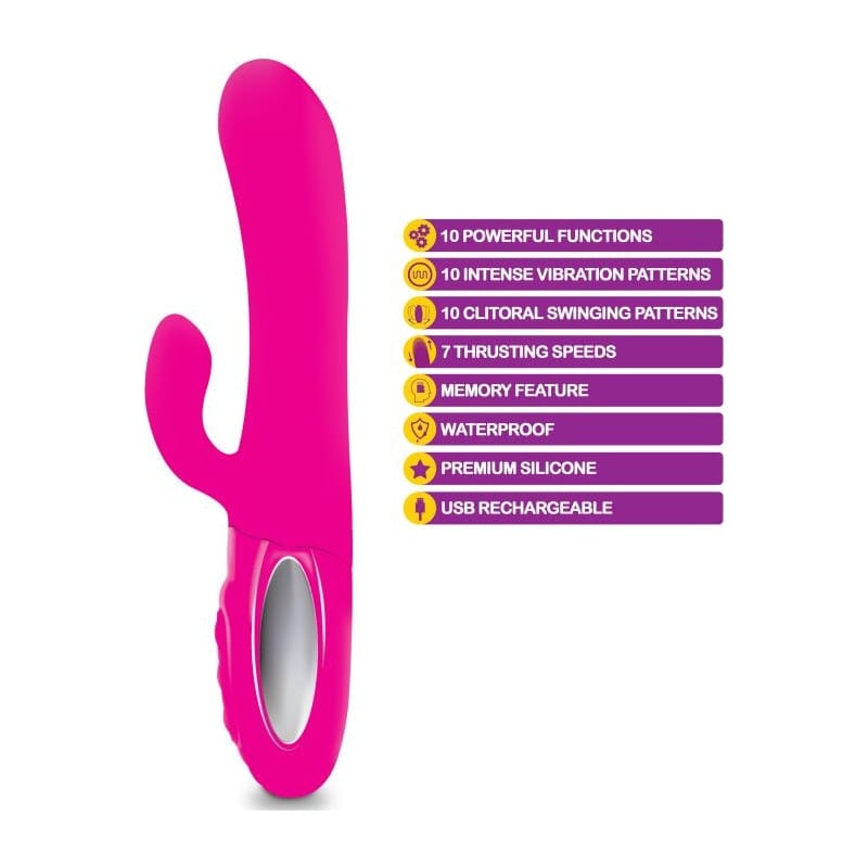 Viben Hypnotic Thrusting Rabbit Vibe w Swinging Clit Stim Hot Pink Vibrant Vibes Australia - Quality Sex Toys - Great Prices