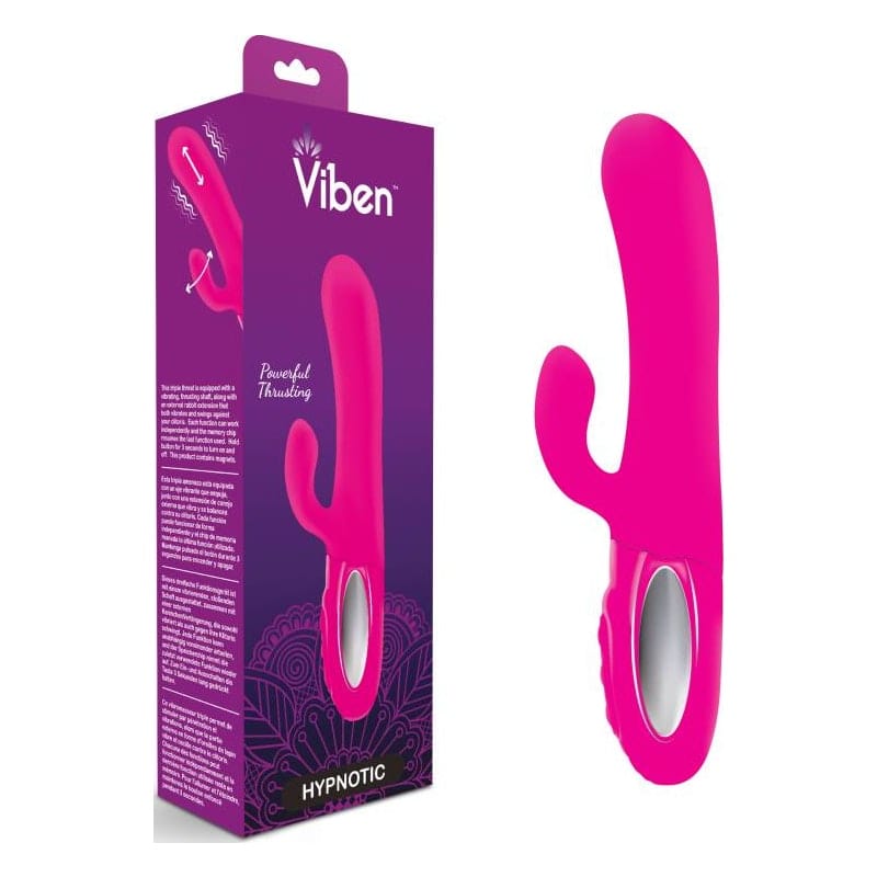 Viben Hypnotic Thrusting Rabbit Vibe w Swinging Clit Stim Hot Pink Vibrant Vibes Australia - Quality Sex Toys - Great Prices
