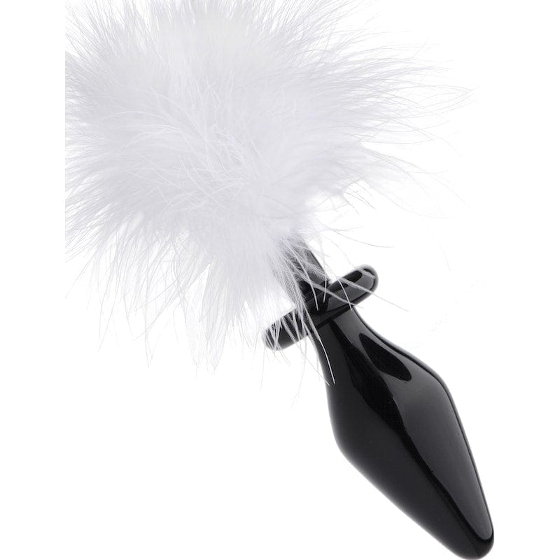 White Fluffer Bunny Tail Glass Anal Plug Vibrant Vibes Australia - Quality Sex Toys - Great Prices