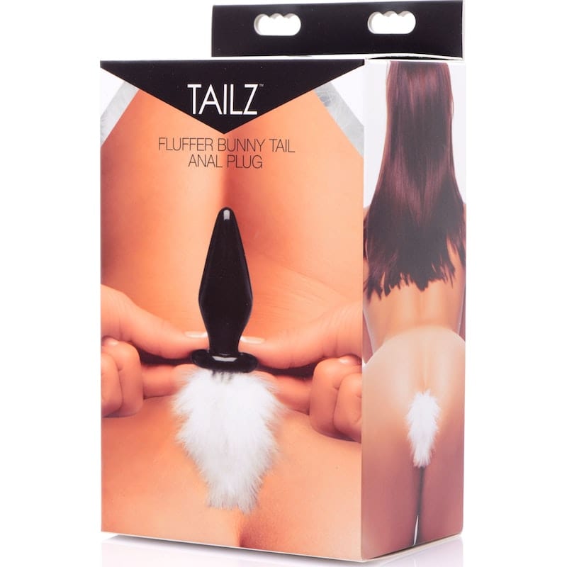 White Fluffer Bunny Tail Glass Anal Plug Vibrant Vibes Australia - Quality Sex Toys - Great Prices